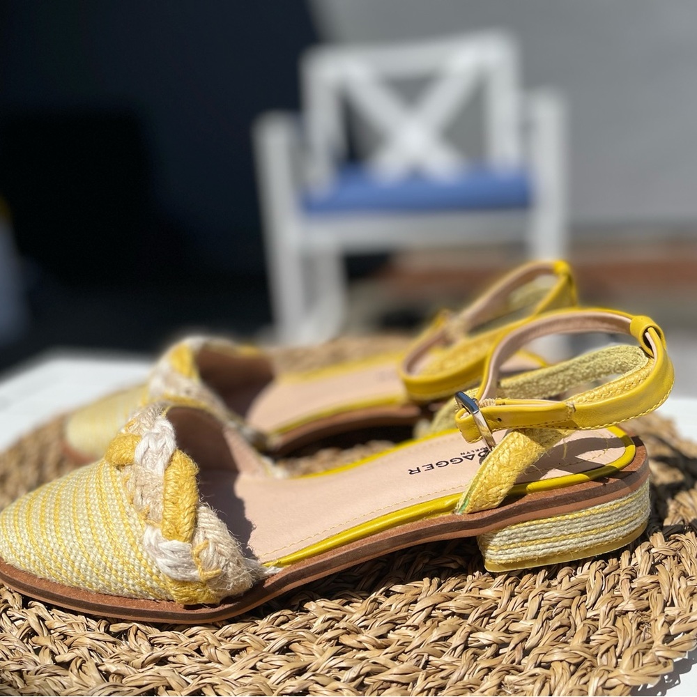 Kelsi Dagger Yellow Espadrille Sandals with Ankle Strap